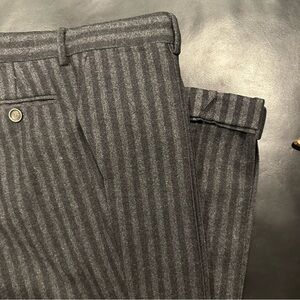 GUCCI Wool Charcoal & Grey Wool Stripped Pants